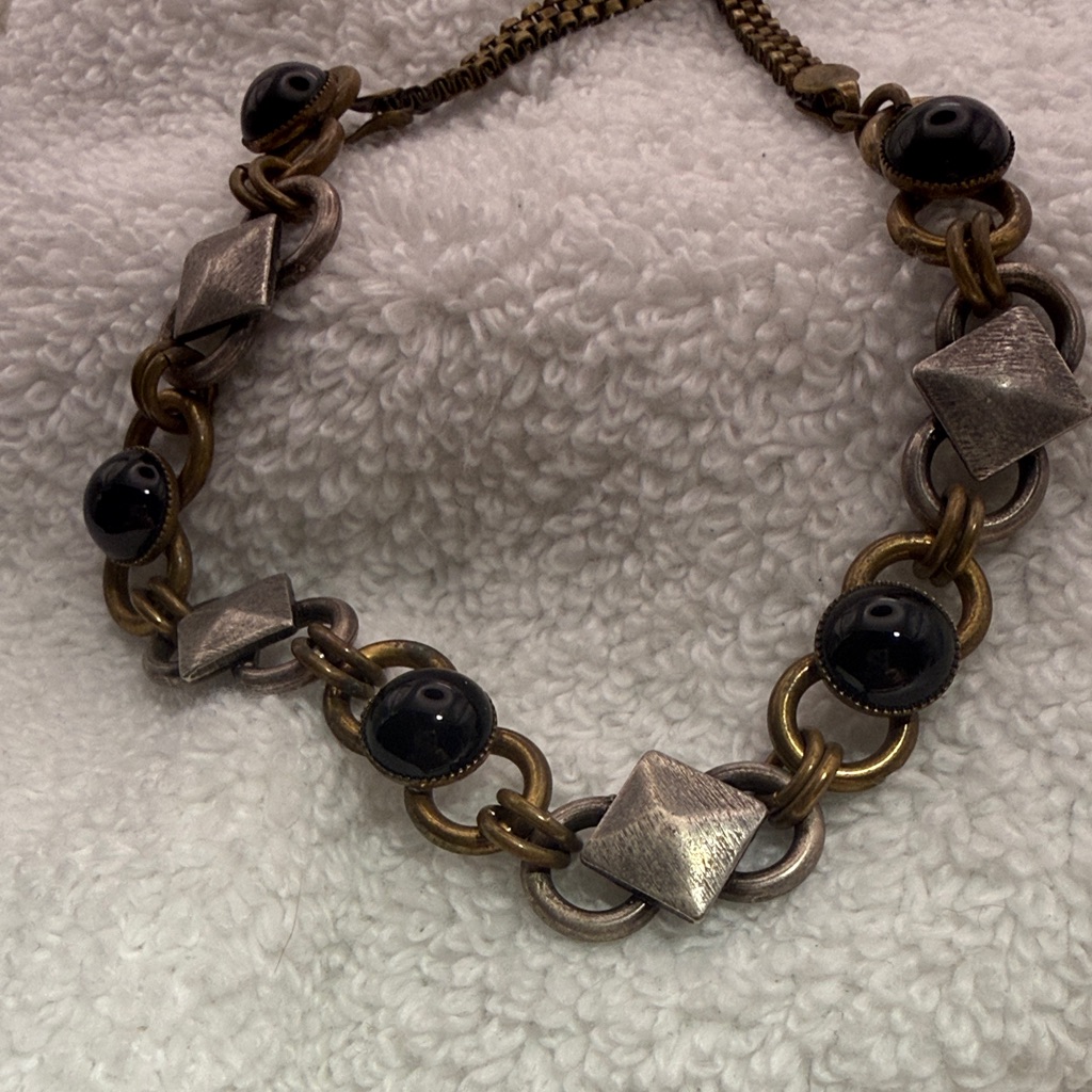 Vintage Avant Garde Marjorie Baer, Sf 10” Adjustable Necklace. Mixed Metals.